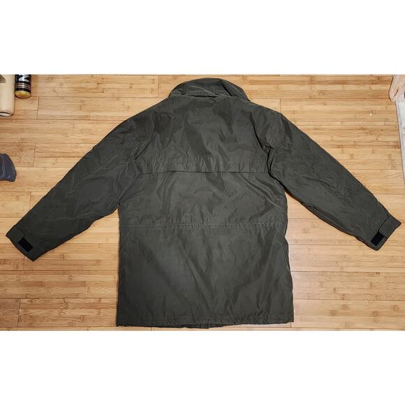 Vintage St Johns Bay Mens Large Parka Jacket Green Quilt Removable Hood Full Zip - Picture 15 of 15